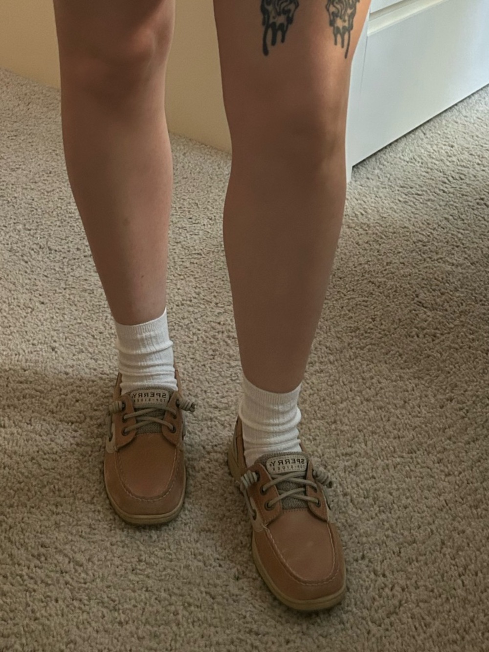 Sperry Tan and Cream Flats